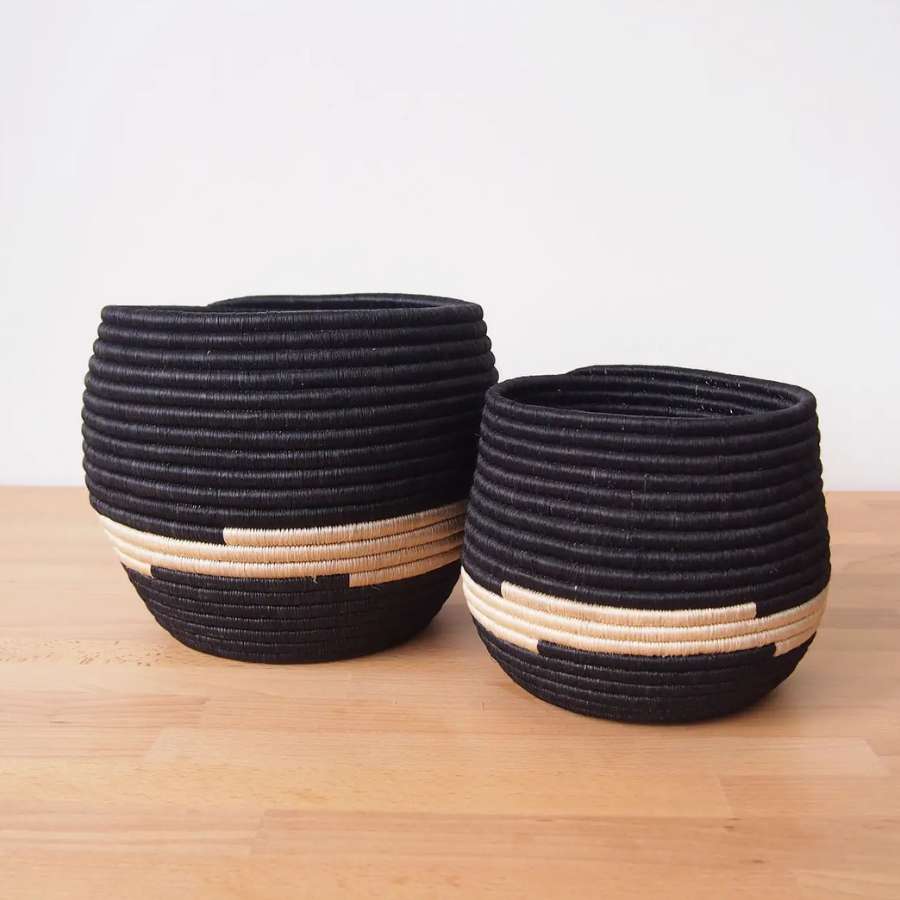 Black Woven Basket - Nooree Home - home_decor_image