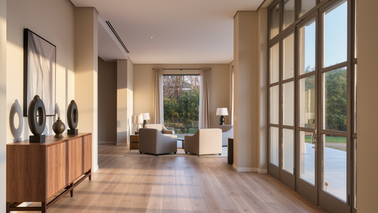 Thoughtfully edited modern living room interior demonstrating the art of home curation with intentional object placement and refined spatial flow