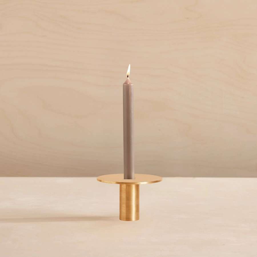 Brushed Brass Modern Taper Candle Holder - Nooree Home - home_decor_image