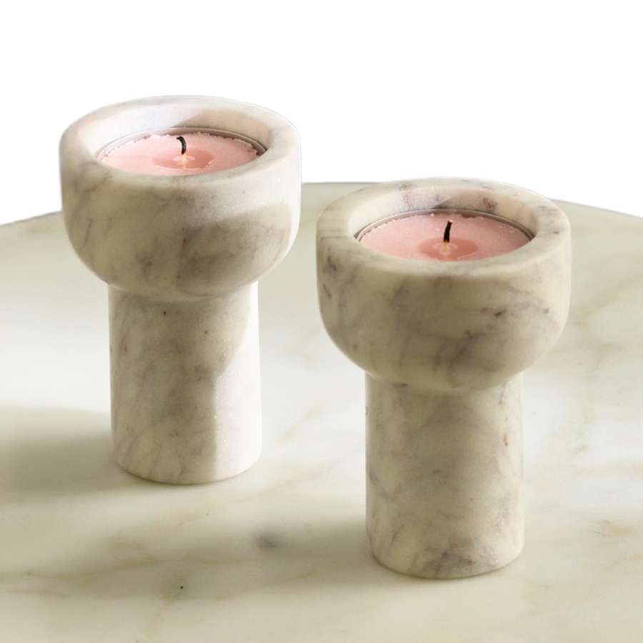 Marble Tealight and Taper Candle Holder - Nooree Home - home_decor_image